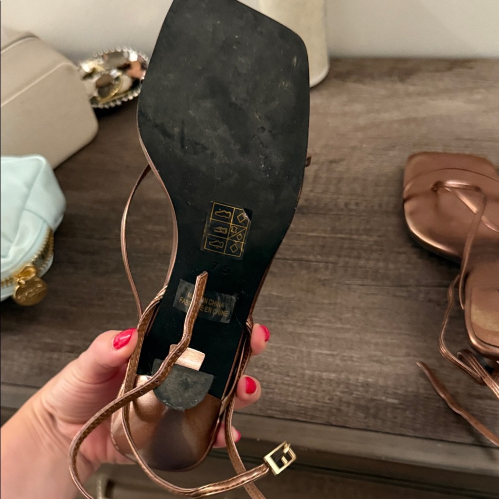 Jeffrey Campbell Metallic Bronze Strappy Heels Fluxx Sandal - Picture 3 of 6